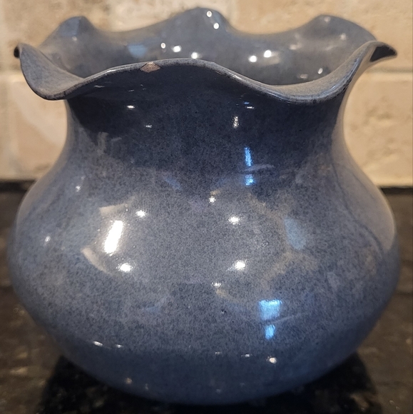 Nell Cole Graves Signed Blue Pansy Bowl 1992 Seagrive, North Carolina Pottery - Picture 4 of 12